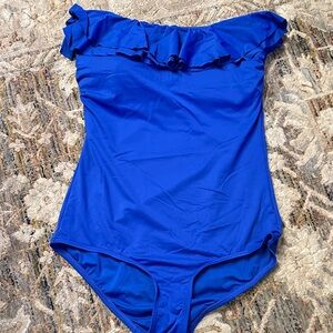 Cute Blue Ruffled One Piece Swimsuit